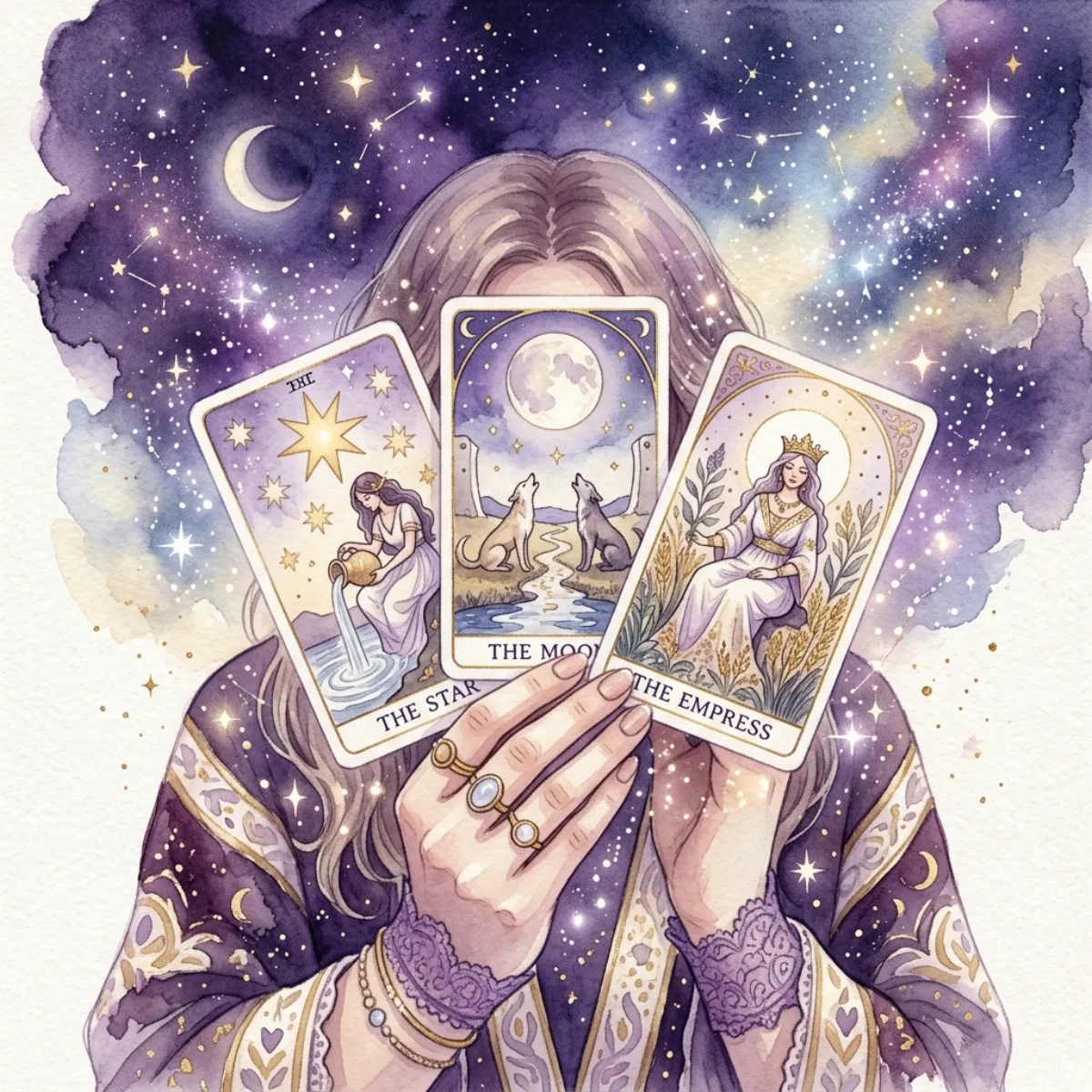 Nến thơm phát sáng cạnh thạch anh tím và bộ bài Tarot để làm sạch năng lượng